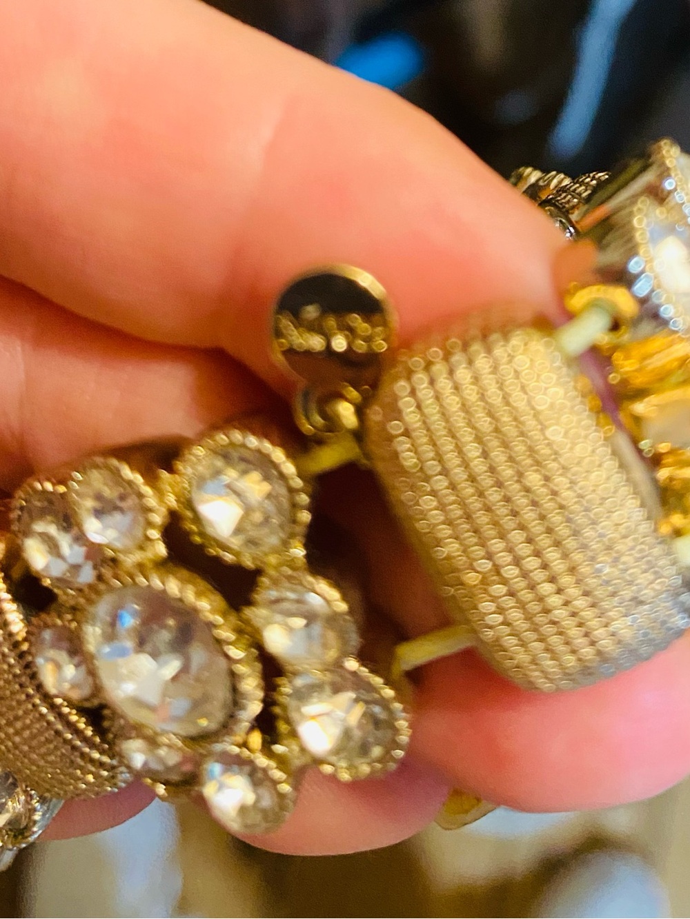 RMN Gold Tone Rhinestone Stretch Bracelet Floral Crystal Statement Bracelet - Picture 6 of 12